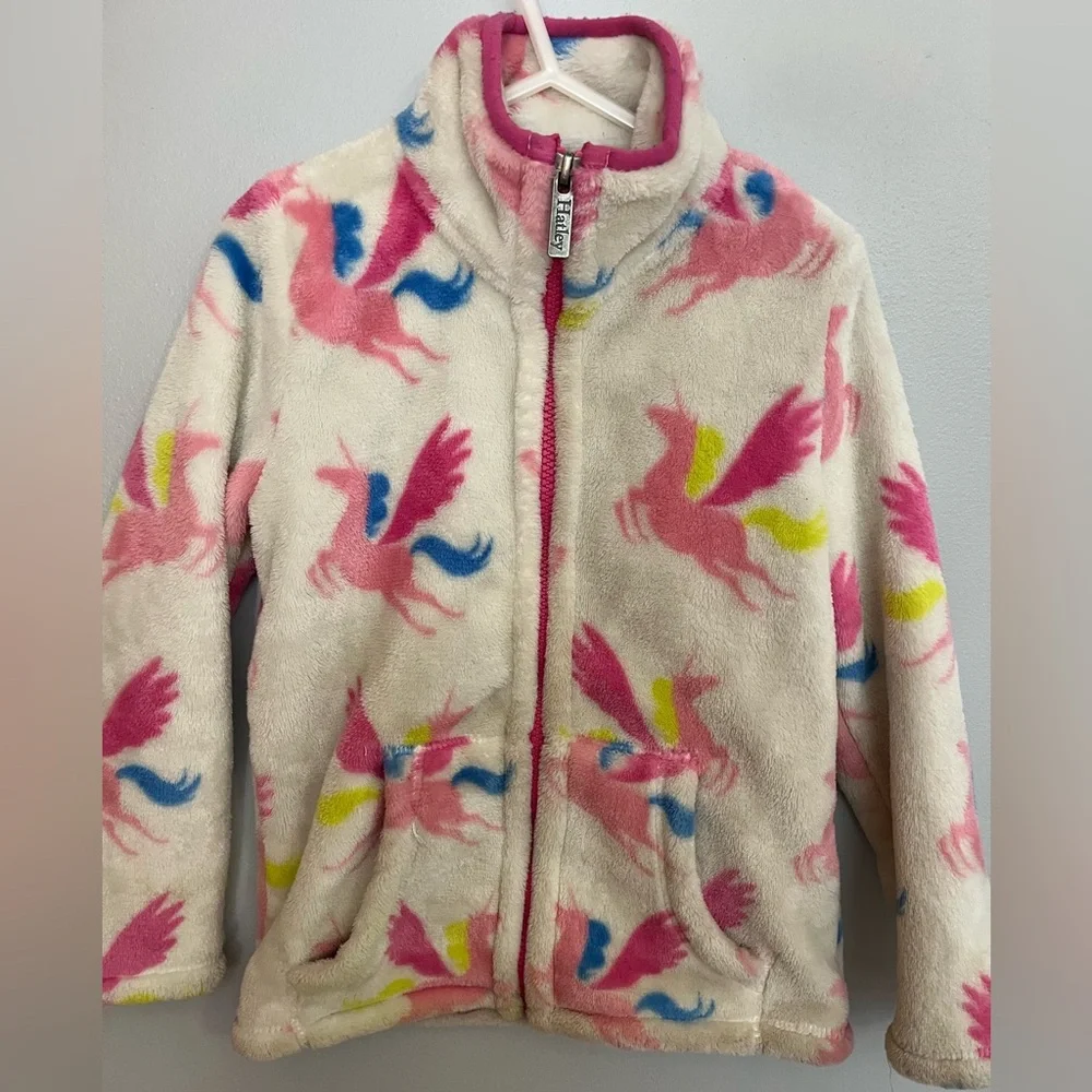 Hatley Fuzzy Fleece‎ Jacket Size 4 Pegassus Full Zip